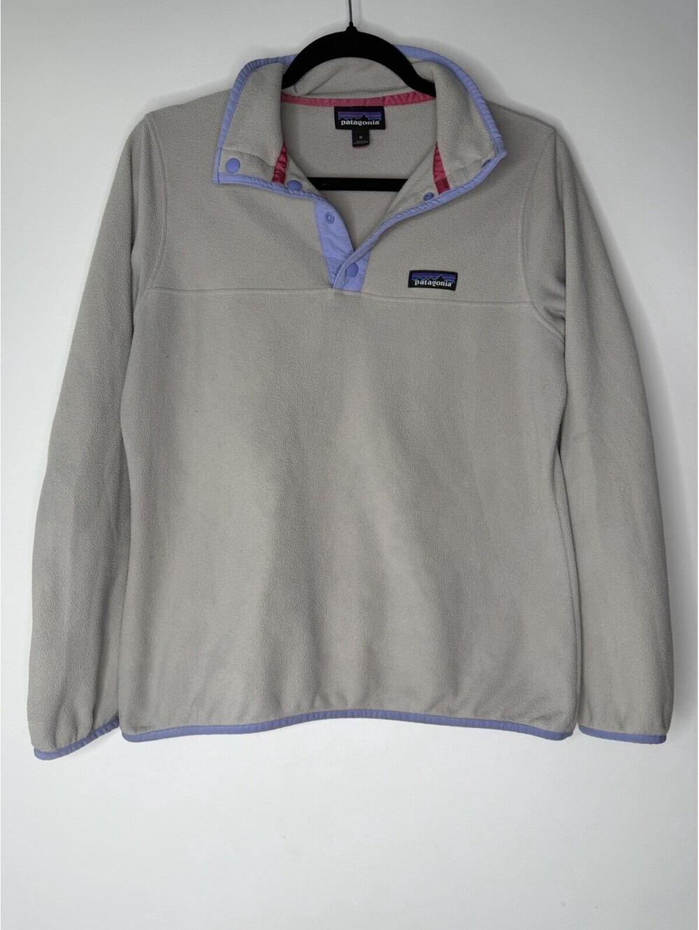 Patagonia Womens Medium Purple Beige Micro D Fleece Snap-T Pullover Jacket